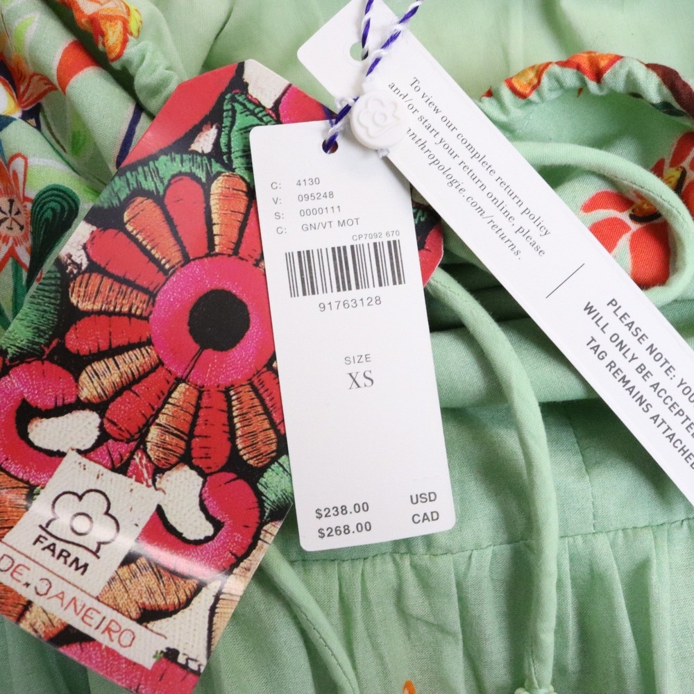 NWT Farm Rio Anthropologie Off-The-Shoulder Long-Sleeve Tiered Floral Midi Dress - Picture 10 of 12